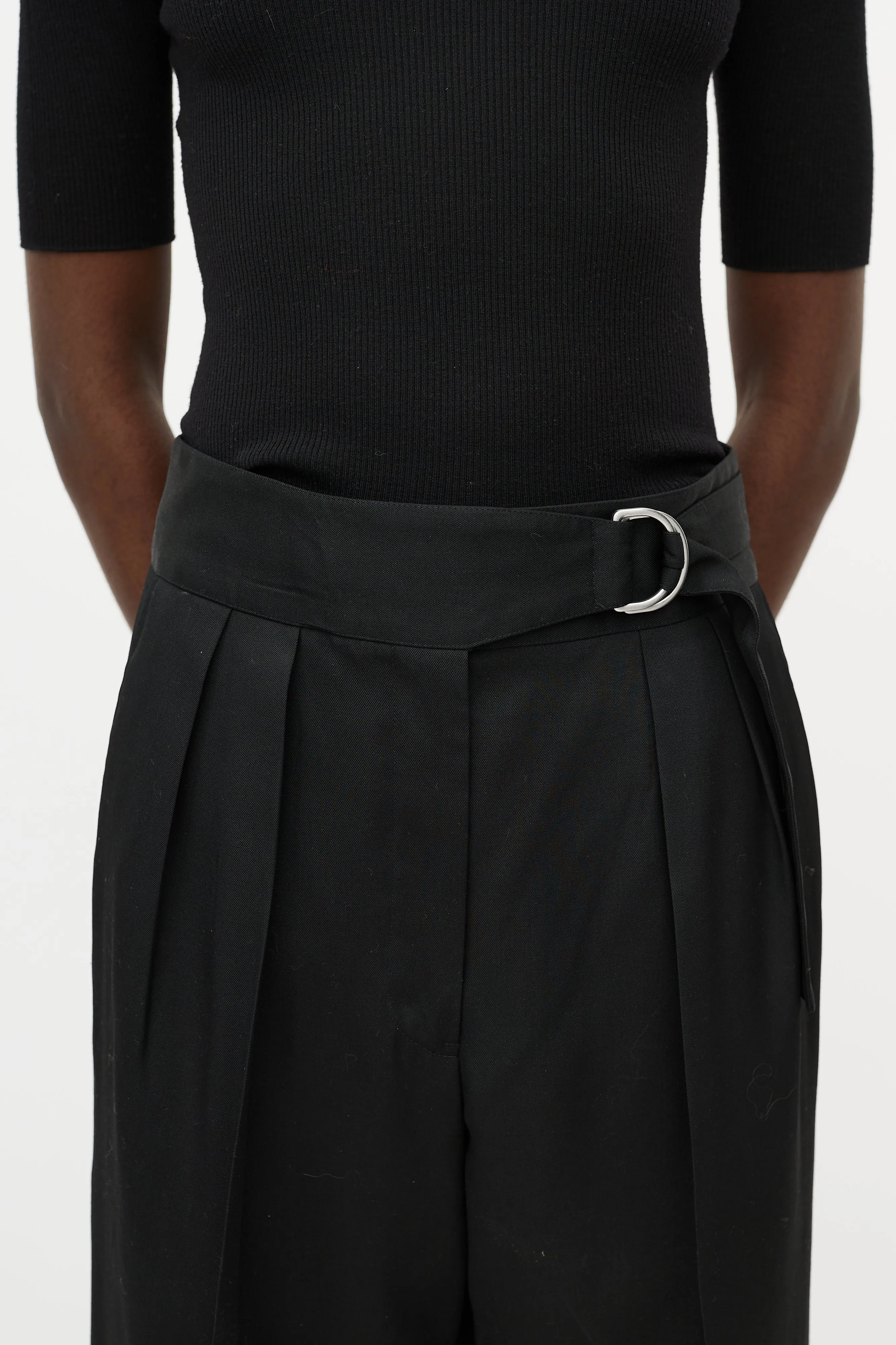 Black High Waist Taper Trouser