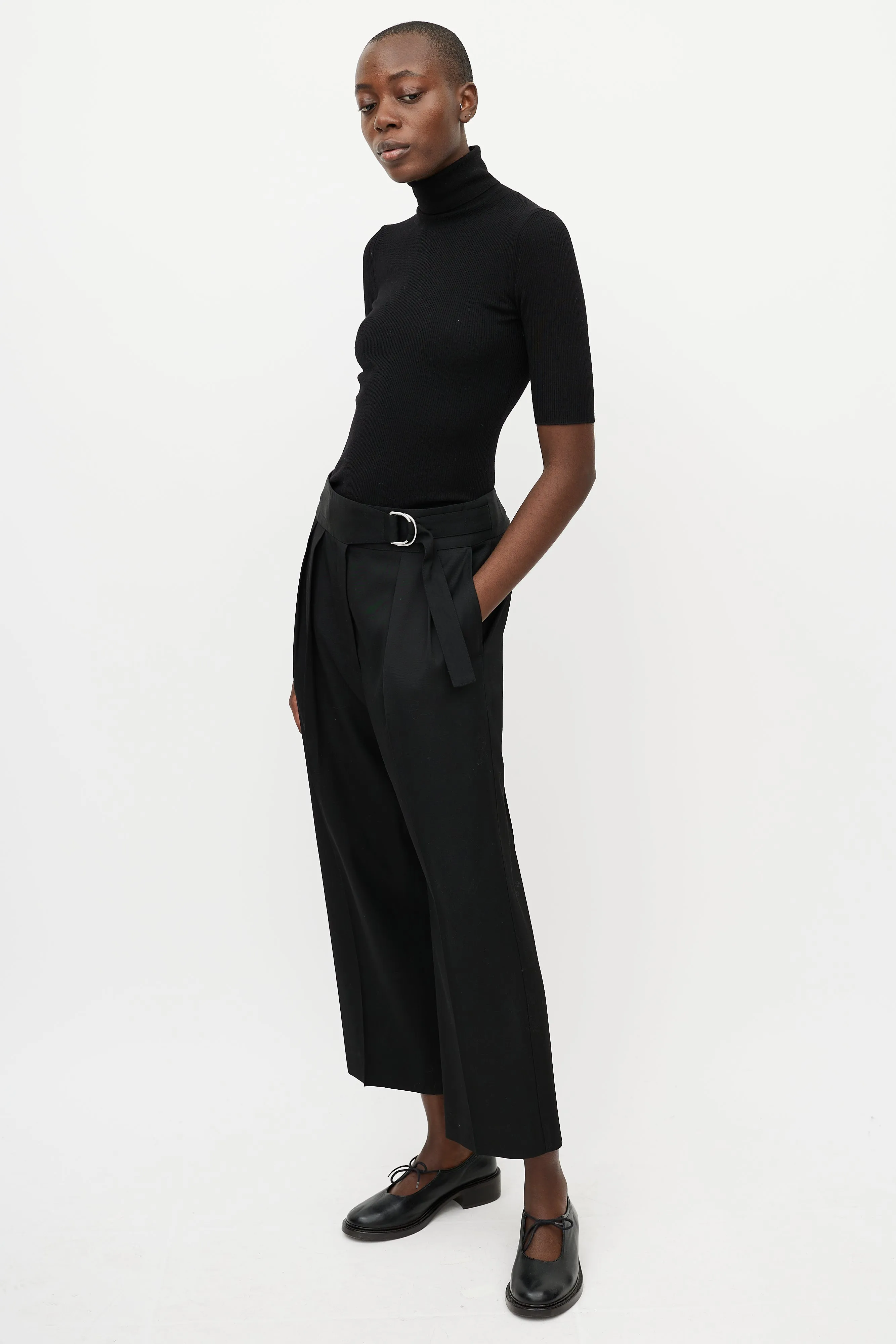 Black High Waist Taper Trouser