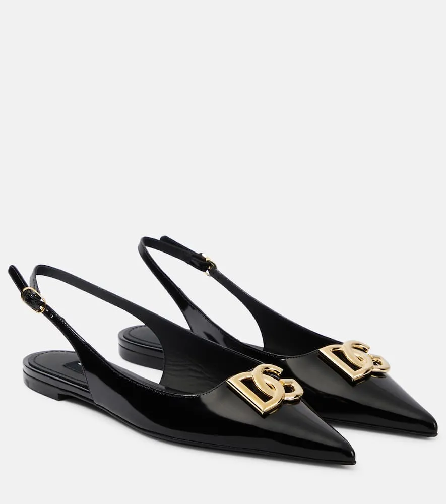 Dolce&Gabbana DG patent leather slingback flats