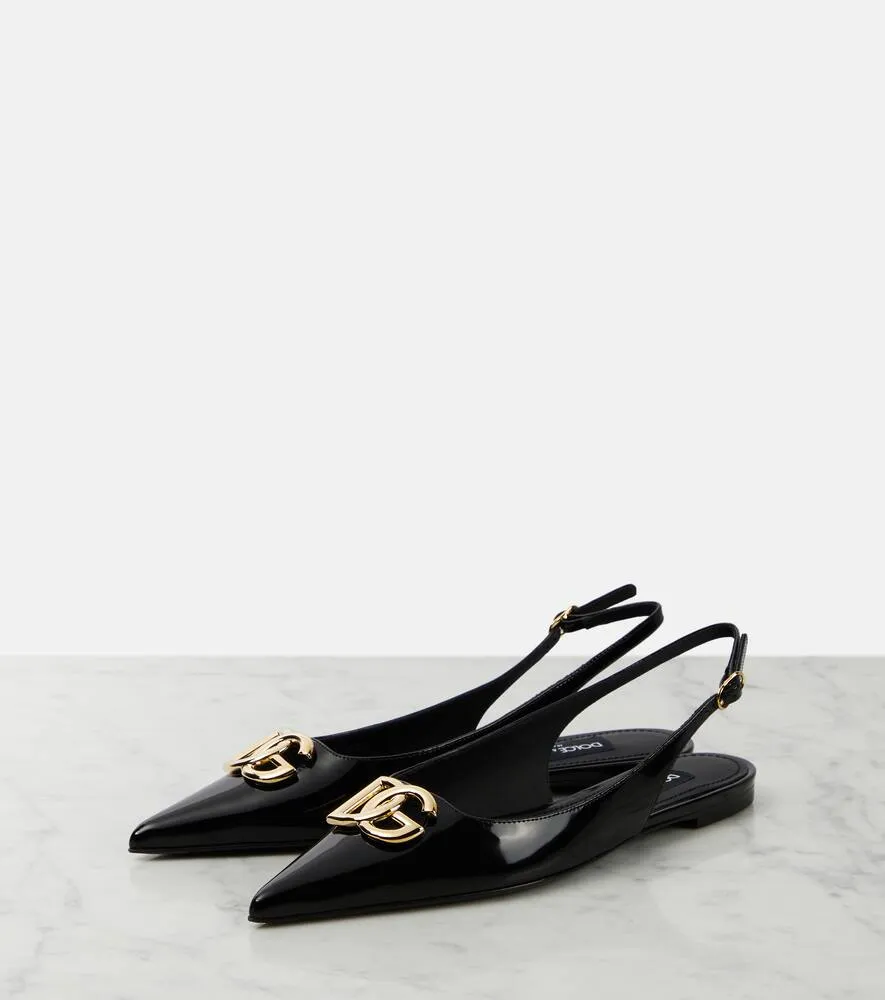 Dolce&Gabbana DG patent leather slingback flats