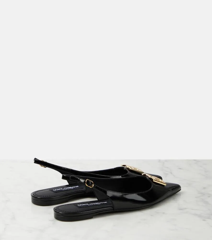 Dolce&Gabbana DG patent leather slingback flats