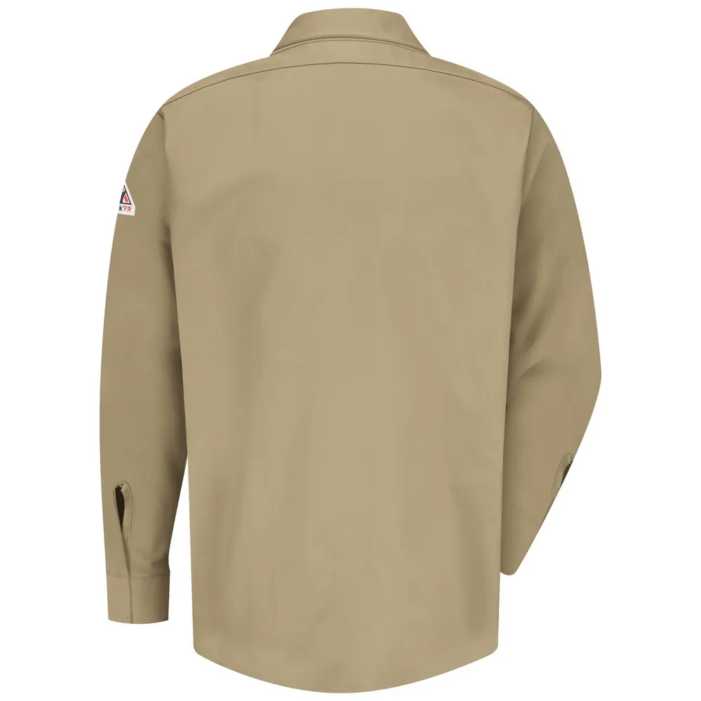 FR MIDWEIGHT GRIPPER-FRONT POCKETLESS WORK SHIRT - KH-Khaki | Bulwark SLS2