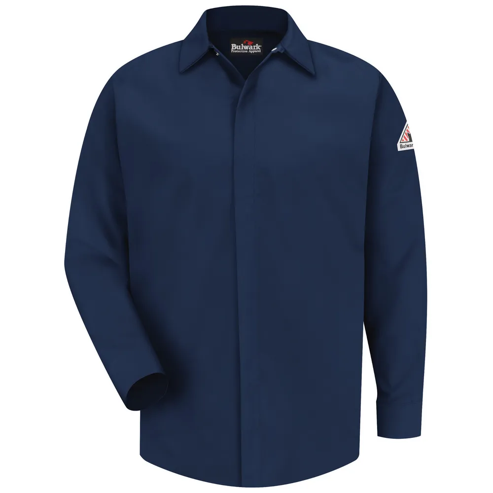 FR MIDWEIGHT GRIPPER-FRONT POCKETLESS WORK SHIRT - NV-Navy | Bulwark SLS2