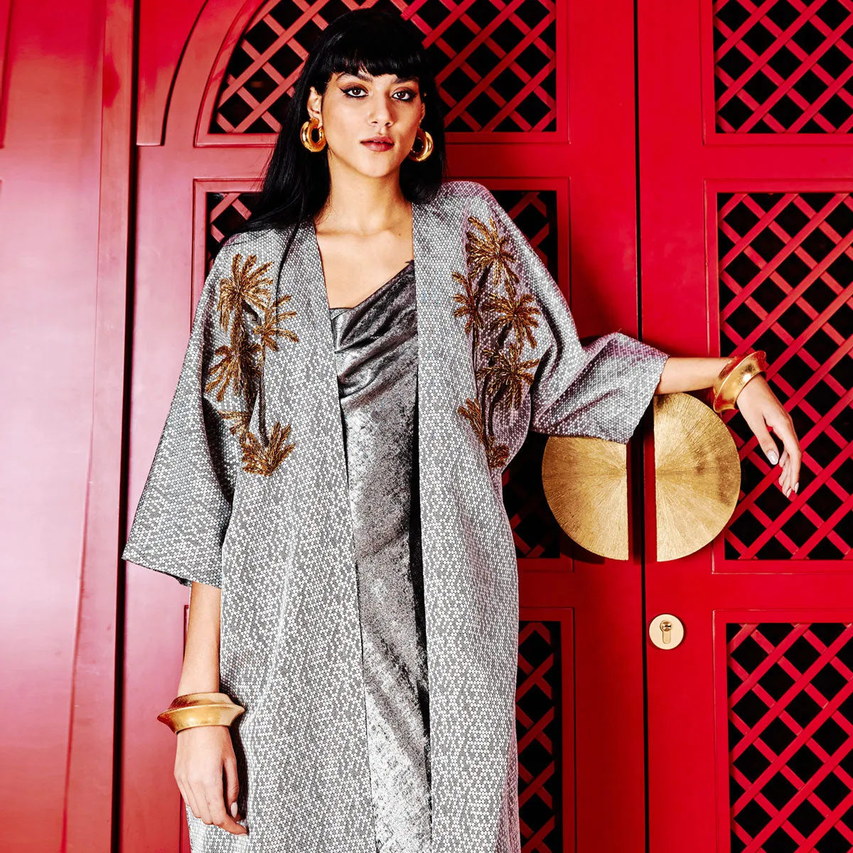 GOLDEN OASIS FRONT HONEYCOMB ABAYA