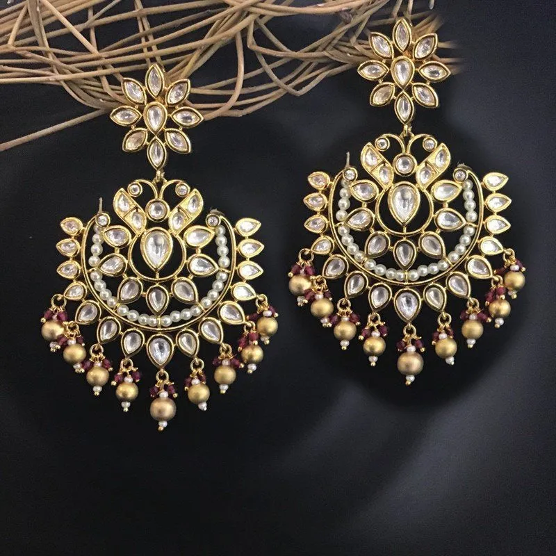 Kundan chandbali with Ruby and Golden drops