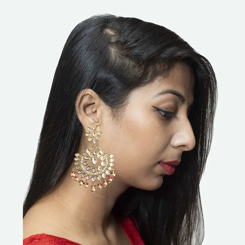 Kundan chandbali with Ruby and Golden drops