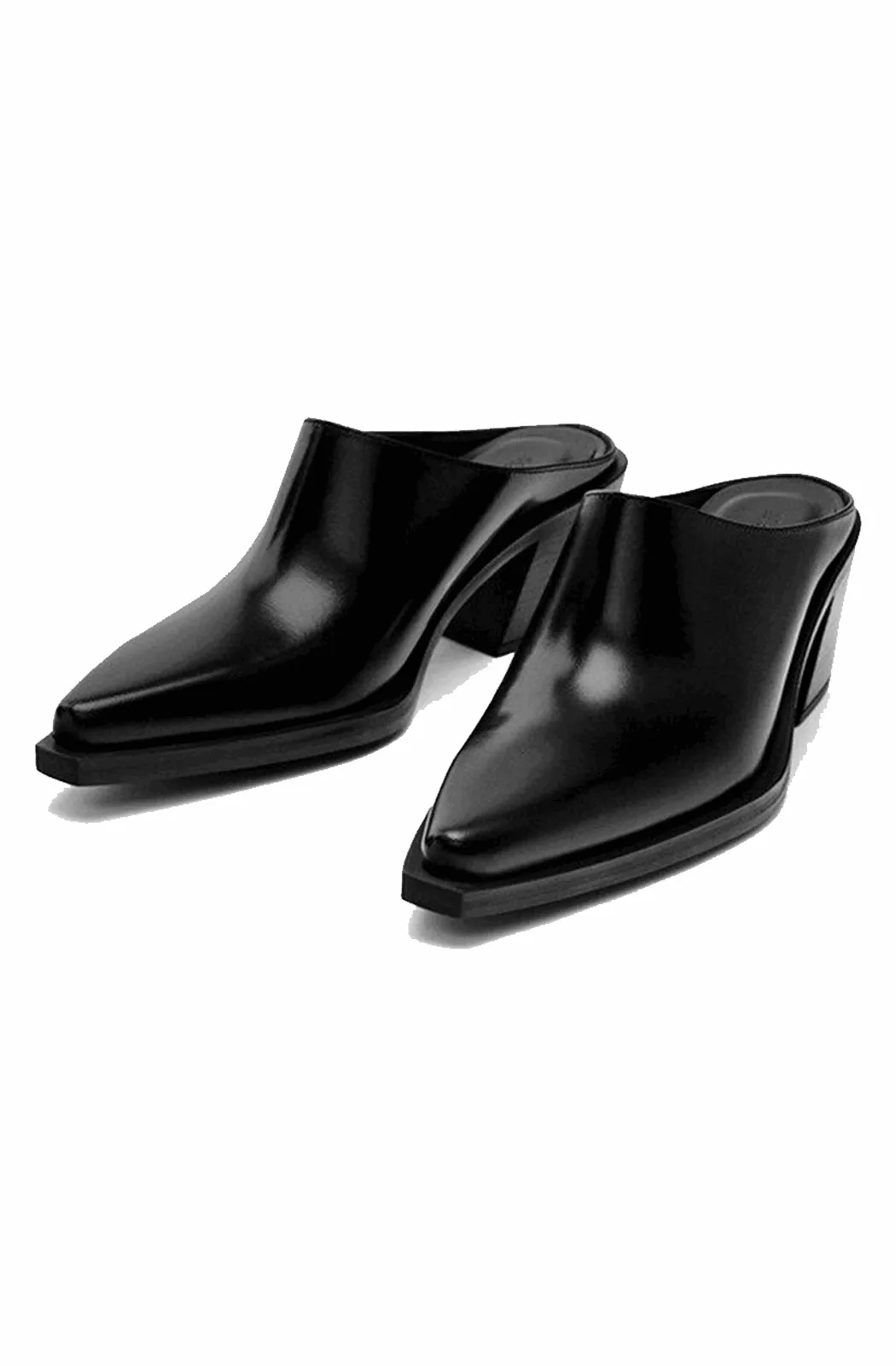 Leather pointed toe mules