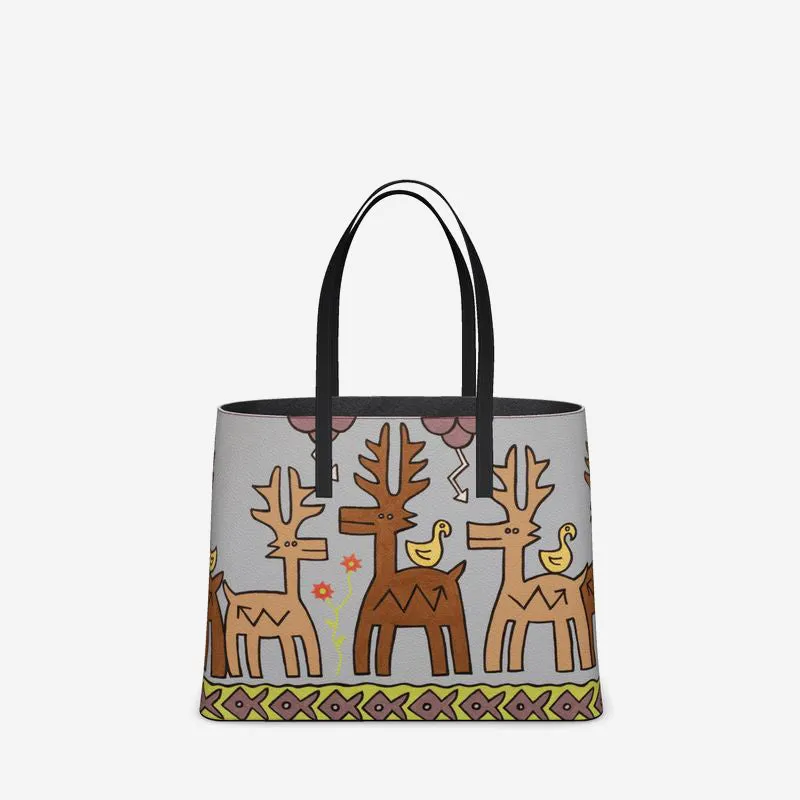 Oh, My Deer! Leather Tote (Textured)