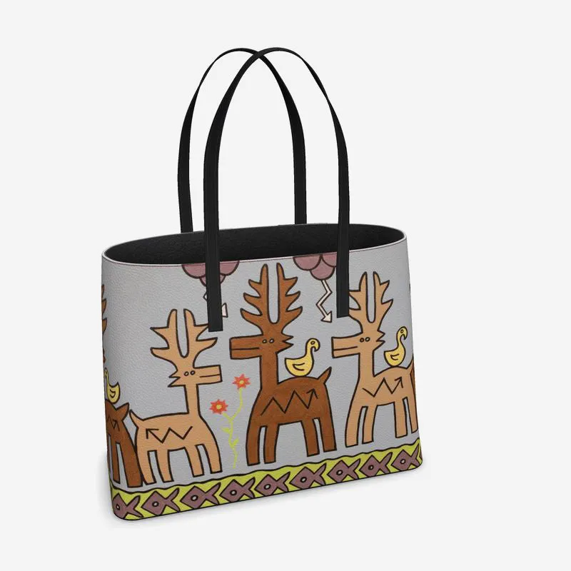 Oh, My Deer! Leather Tote (Textured)