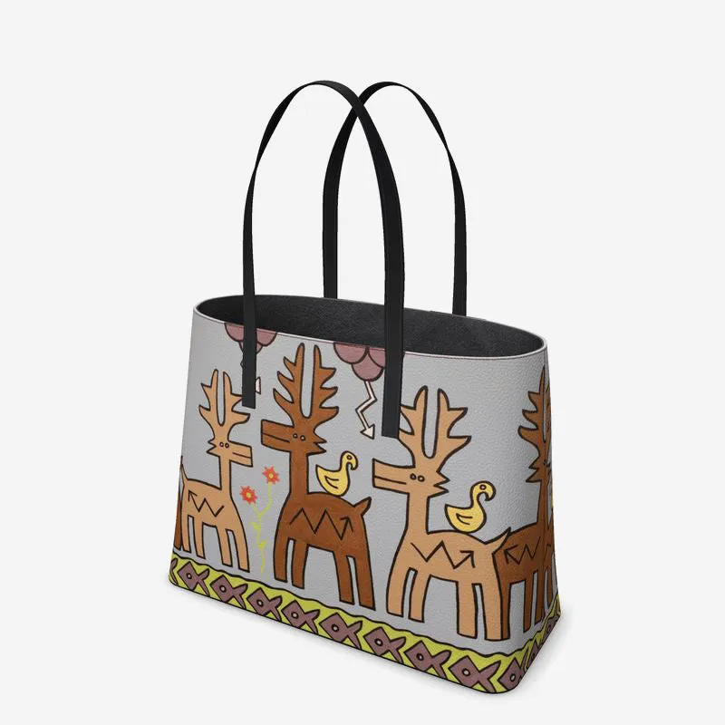 Oh, My Deer! Leather Tote (Textured)