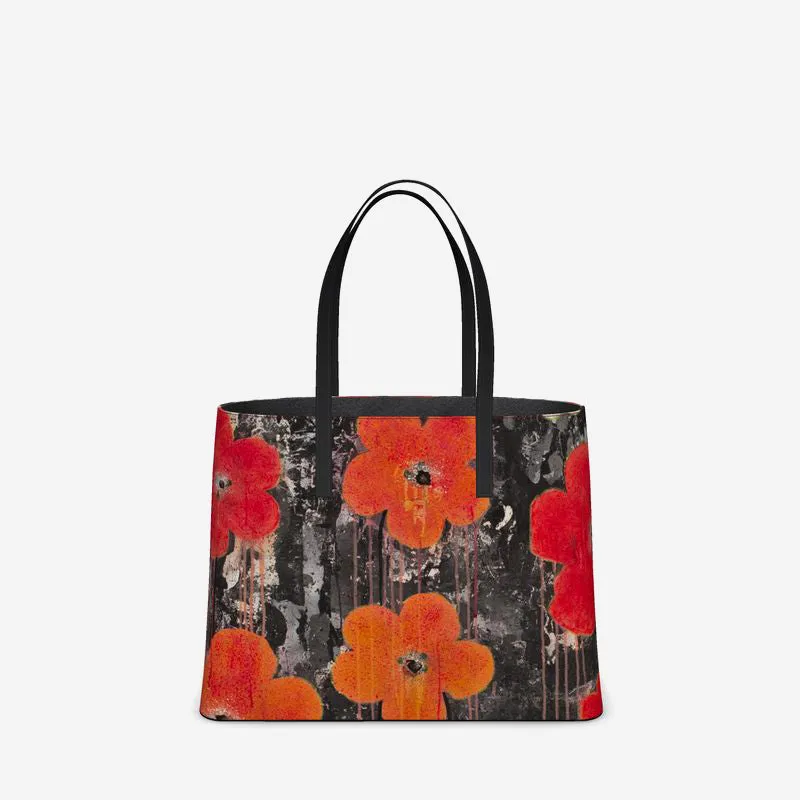 Pantone Poppies Leather Tote (Textureed)