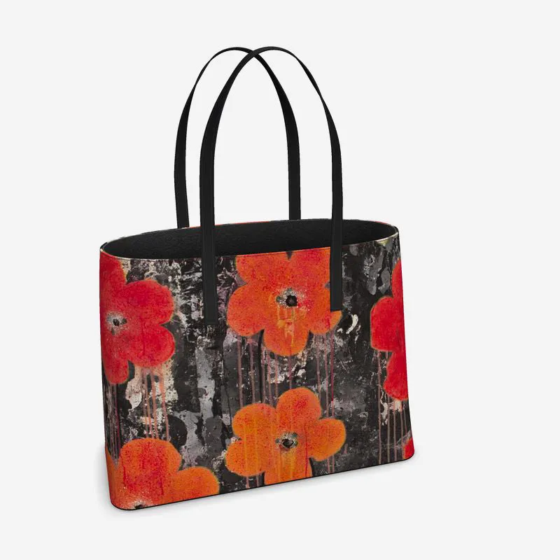 Pantone Poppies Leather Tote (Textureed)