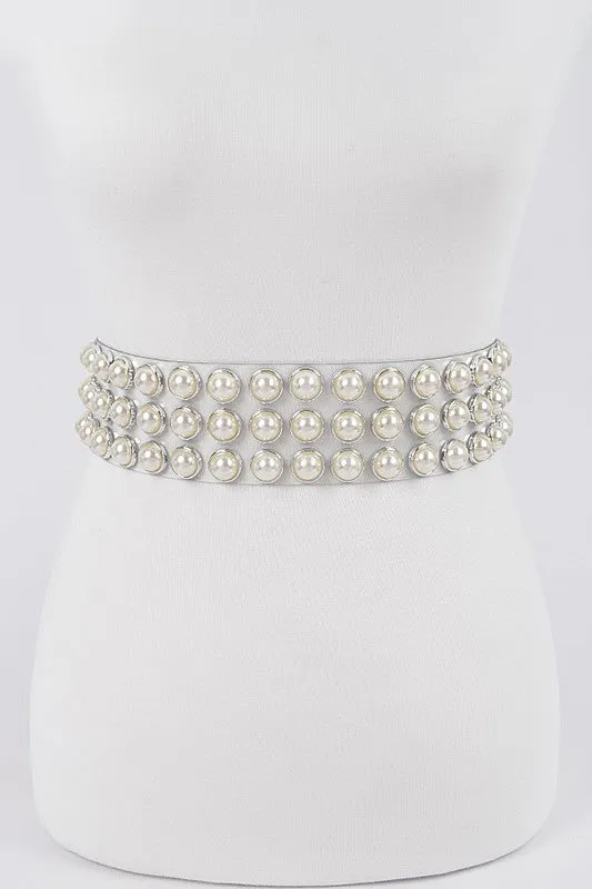 Pearl Studs Clear PVC Belt