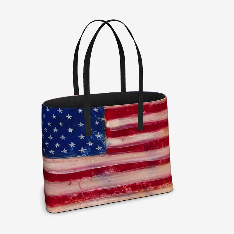 US Flag Leather Tote (Textured)