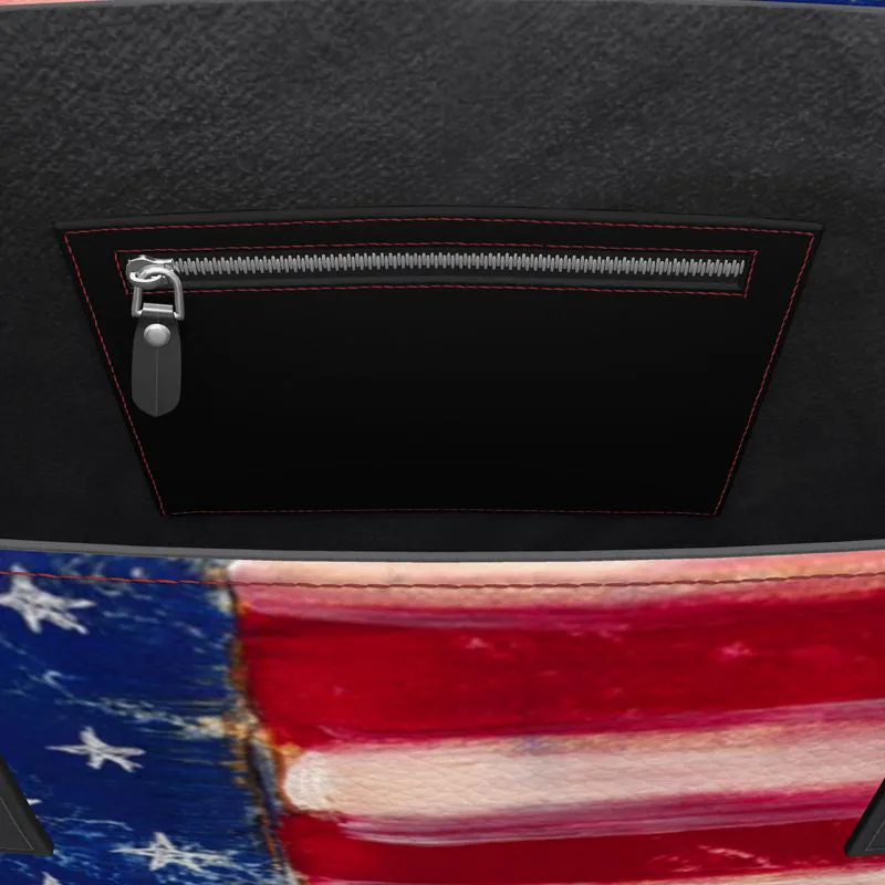 US Flag Leather Tote (Textured)