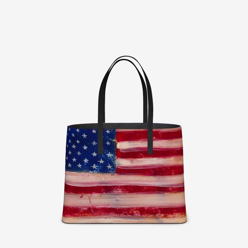 US Flag Leather Tote (Textured)