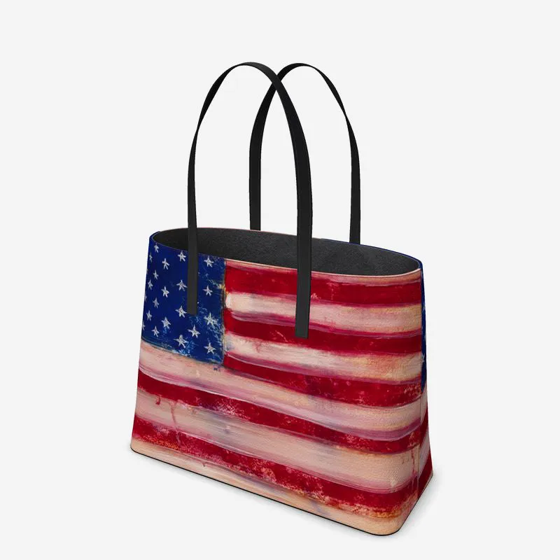 US Flag Leather Tote (Textured)