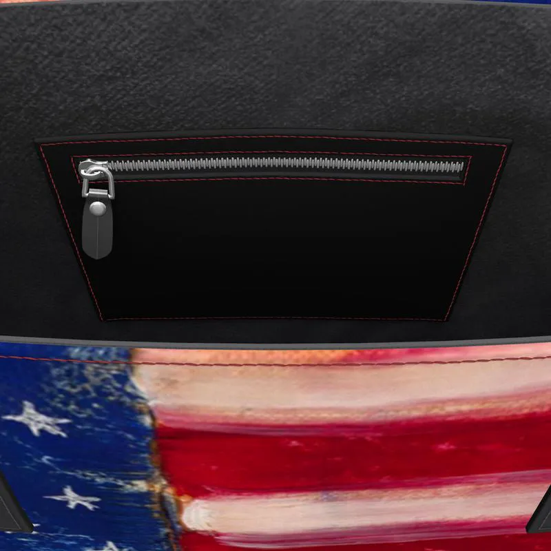 US Flag Leather Tote