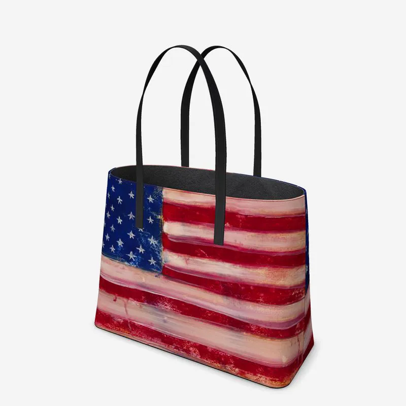 US Flag Leather Tote