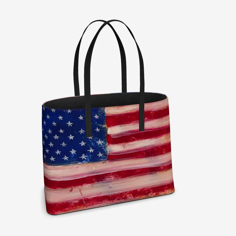 US Flag Leather Tote